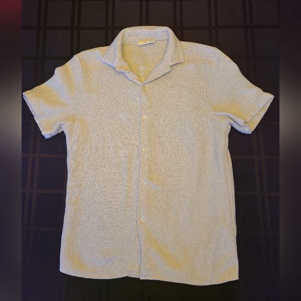 Larsson & Co Shirt Tan White Mens Medium